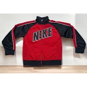 NIKE  Size 6 Red Black Track Jacket Coat Full Zip NIKE with Pockets Boys‎